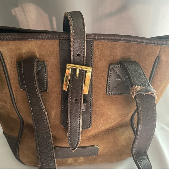 Vintage Dooney & Bourke Bucket Shoulder Hobo Tote Handbag Purse BROWN Suede - Picture 12 of 15